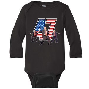 Funny Trump Victory Dance 47th President Dancing Baby Long Sleeve Bodysuit