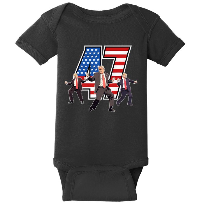 Funny Trump Victory Dance 47th President Dancing Baby Bodysuit