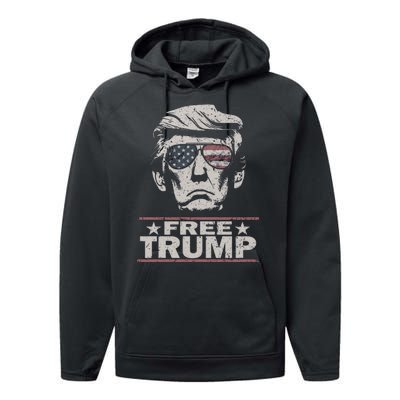 Free Trump Vintage Pro Donald Performance Fleece Hoodie