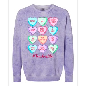 Funny Teacher Valentines Day Teach Heart Candy Colorblast Crewneck Sweatshirt