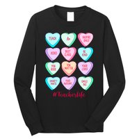 Funny Teacher Valentines Day Teach Heart Candy Long Sleeve Shirt