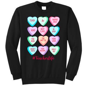 Funny Teacher Valentines Day Teach Heart Candy Sweatshirt