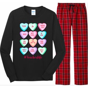 Funny Teacher Valentines Day Teach Heart Candy Long Sleeve Pajama Set