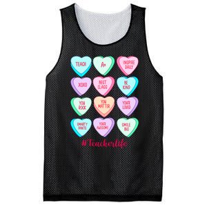 Funny Teacher Valentines Day Teach Heart Candy Mesh Reversible Basketball Jersey Tank