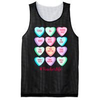 Funny Teacher Valentines Day Teach Heart Candy Mesh Reversible Basketball Jersey Tank