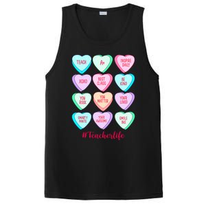 Funny Teacher Valentines Day Teach Heart Candy PosiCharge Competitor Tank