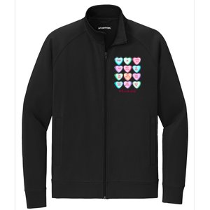 Funny Teacher Valentines Day Teach Heart Candy Stretch Full-Zip Cadet Jacket