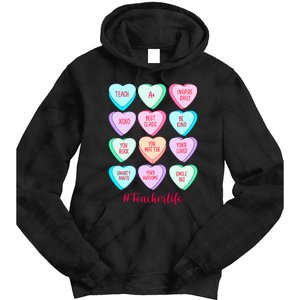 Funny Teacher Valentines Day Teach Heart Candy Tie Dye Hoodie