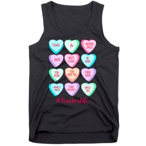 Funny Teacher Valentines Day Teach Heart Candy Tank Top