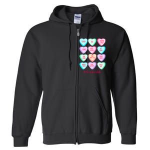 Funny Teacher Valentines Day Teach Heart Candy Full Zip Hoodie