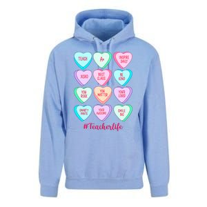 Funny Teacher Valentines Day Teach Heart Candy Unisex Surf Hoodie