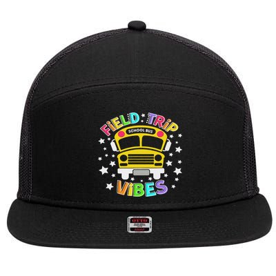 Field Trip Vibes Field Day School Bus Yellow Teacher Student 7 Panel Mesh Trucker Snapback Hat