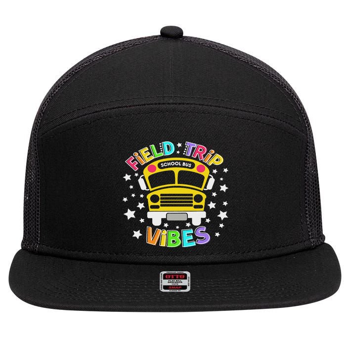 Field Trip Vibes Field Day School Bus Yellow Teacher Student 7 Panel Mesh Trucker Snapback Hat