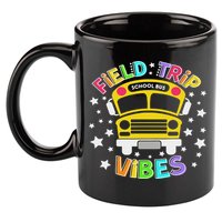 Field Trip Vibes Field Day School Bus Yellow Teacher Student 11oz C Handle Ceramic Mug