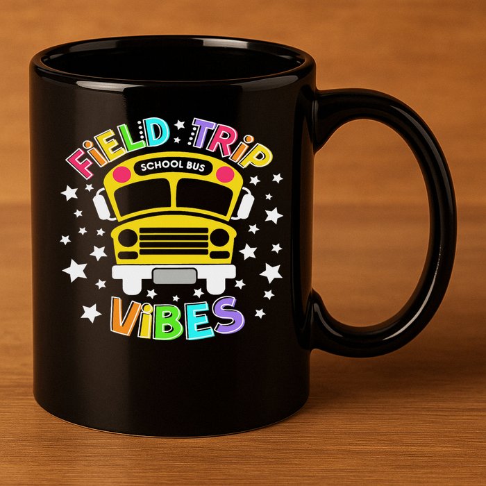 Field Trip Vibes Field Day School Bus Yellow Teacher Student 11oz C Handle Ceramic Mug