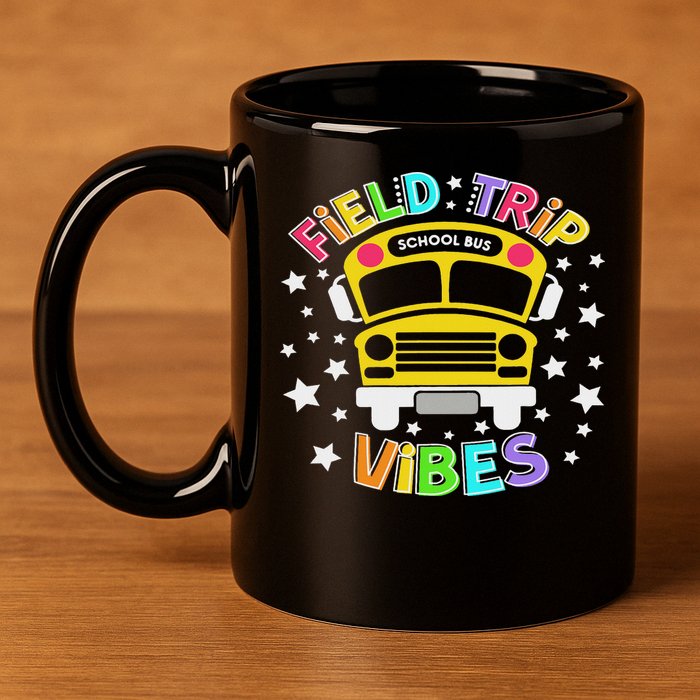 Field Trip Vibes Field Day School Bus Yellow Teacher Student 11oz C Handle Ceramic Mug