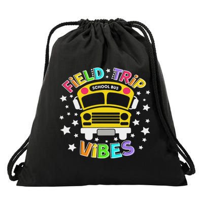 Field Trip Vibes Field Day School Bus Yellow Teacher Student Drawstring Bag