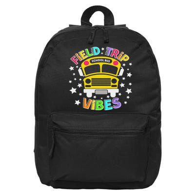 Field Trip Vibes Field Day School Bus Yellow Teacher Student 16 in Basic Backpack