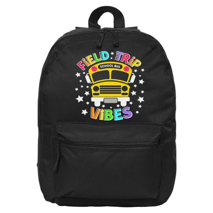 Field Trip Vibes Field Day School Bus Yellow Teacher Student 16 in Basic Backpack