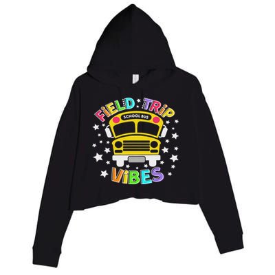 Field Trip Vibes Field Day School Bus Yellow Teacher Student Crop Fleece Hoodie