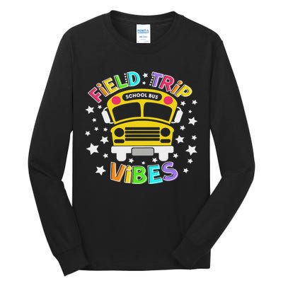 Field Trip Vibes Field Day School Bus Yellow Teacher Student Tall Long Sleeve T-Shirt
