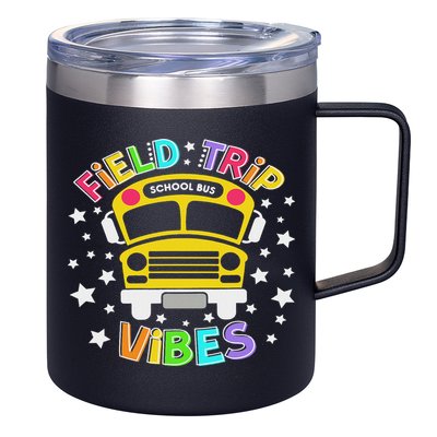 Field Trip Vibes Field Day School Bus Yellow Teacher Student 12oz Stainless Steel Coffee Mug