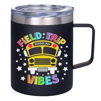 Field Trip Vibes Field Day School Bus Yellow Teacher Student 12oz Stainless Steel Coffee Mug
