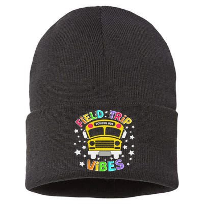 Field Trip Vibes Field Day School Bus Yellow Teacher Student Sustainable Knit Beanie