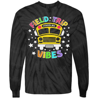 Field Trip Vibes Field Day School Bus Yellow Teacher Student Tie-Dye Long Sleeve Shirt