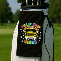 Field Trip Vibes Field Day School Bus Yellow Teacher Student Golf Towel
