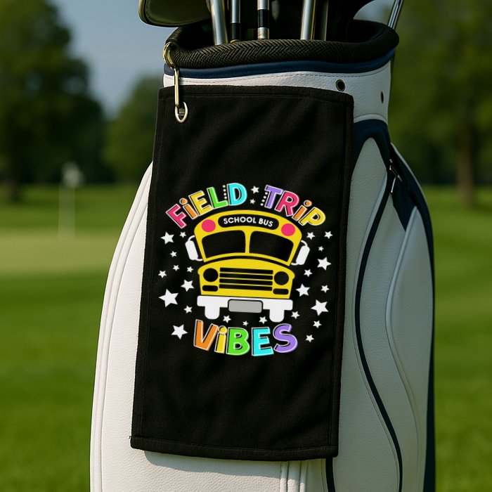 Field Trip Vibes Field Day School Bus Yellow Teacher Student Golf Towel