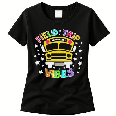 Field Trip Vibes Field Day School Bus Yellow Teacher Student Womens T-Shirt