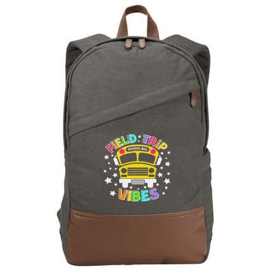 Field Trip Vibes Field Day School Bus Yellow Teacher Student Cotton Canvas Backpack