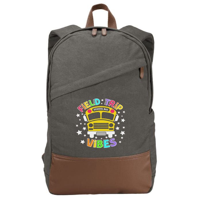 Field Trip Vibes Field Day School Bus Yellow Teacher Student Cotton Canvas Backpack