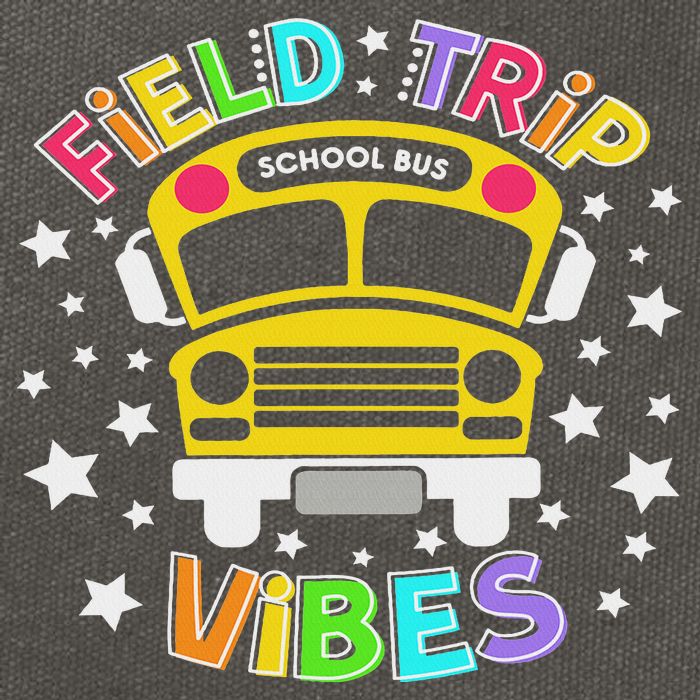 Field Trip Vibes Field Day School Bus Yellow Teacher Student Cotton Canvas Backpack