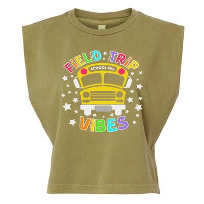 Field Trip Vibes Field Day School Bus Yellow Teacher Student Garment-Dyed Women's Muscle Tee