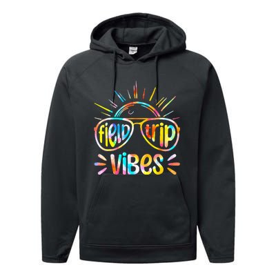 Field Trip Vibes Sunglasses Tie Dye Field Day Teachers Performance Fleece Hoodie