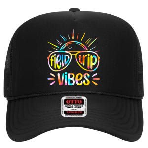 Field Trip Vibes Sunglasses Tie Dye Field Day Teachers High Crown Mesh Back Trucker Hat