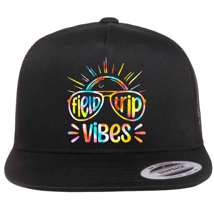 Field Trip Vibes Sunglasses Tie Dye Field Day Teachers Flat Bill Trucker Hat