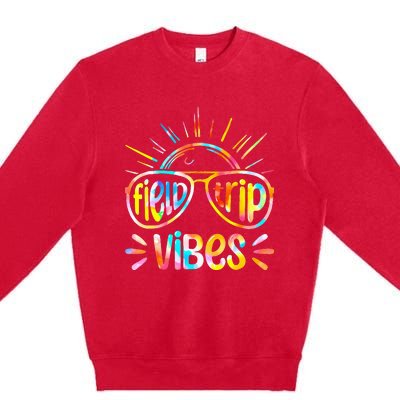 Field Trip Vibes Sunglasses Tie Dye Field Day Teachers Premium Crewneck Sweatshirt