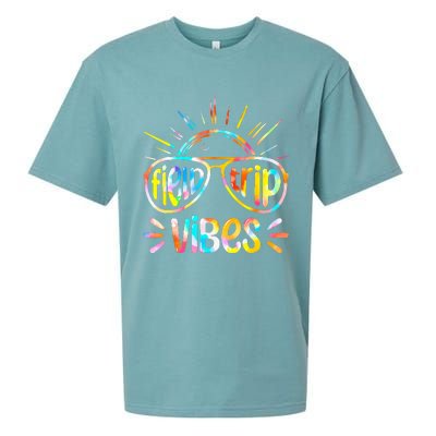 Field Trip Vibes Sunglasses Tie Dye Field Day Teachers Sueded Cloud Jersey T-Shirt