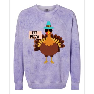 Funny Turkey Vegan Eat Pizza Vegetarian Vegan Day Gift Colorblast Crewneck Sweatshirt