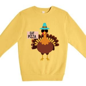 Funny Turkey Vegan Eat Pizza Vegetarian Vegan Day Gift Premium Crewneck Sweatshirt