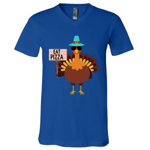 Funny Turkey Vegan Eat Pizza Vegetarian Vegan Day Gift V-Neck T-Shirt