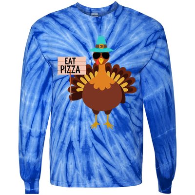 Funny Turkey Vegan Eat Pizza Vegetarian Vegan Day Gift Tie-Dye Long Sleeve Shirt