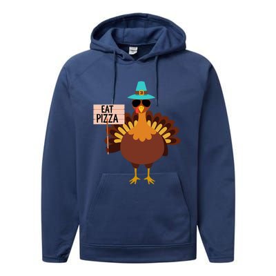 Funny Turkey Vegan Eat Pizza Vegetarian Vegan Day Gift Performance Fleece Hoodie