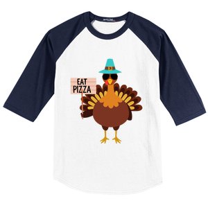 Funny Turkey Vegan Eat Pizza Vegetarian Vegan Day Gift Baseball Sleeve Shirt