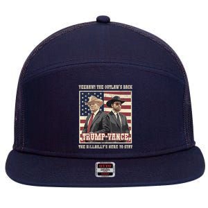 Funny Trump Vance 2024 Outlaw Hillbily Won Inauguration 7 Panel Mesh Trucker Snapback Hat