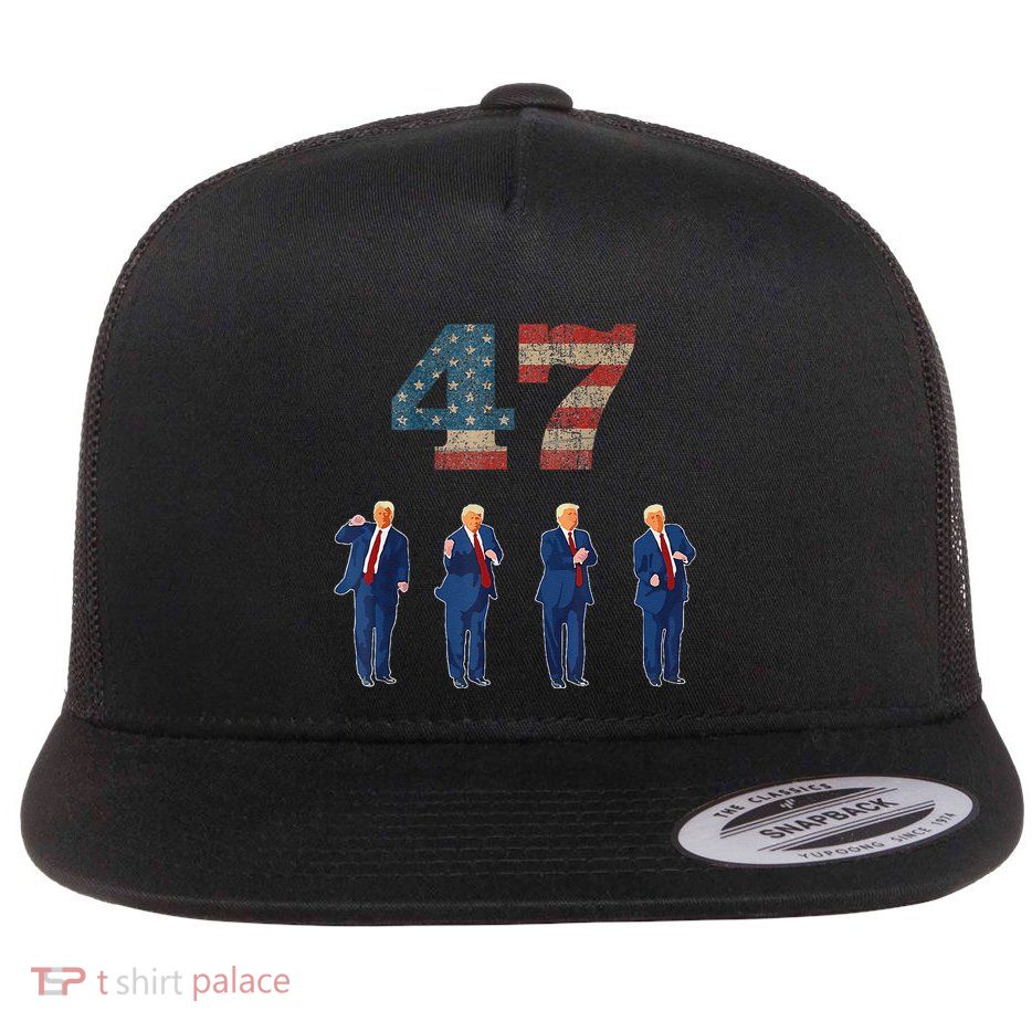 Funny Trump Victory Dance Trump Dancing 47th President Flat Bill Trucker Hat