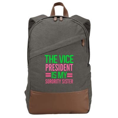 Funny The Vice President Is My Sorority Aka Sorority Cotton Canvas Backpack